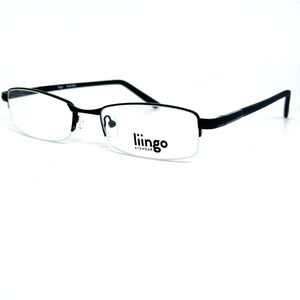 Liingo Richard Eyeglasses Frames Half Rim Black 53-18-140 Coal H926